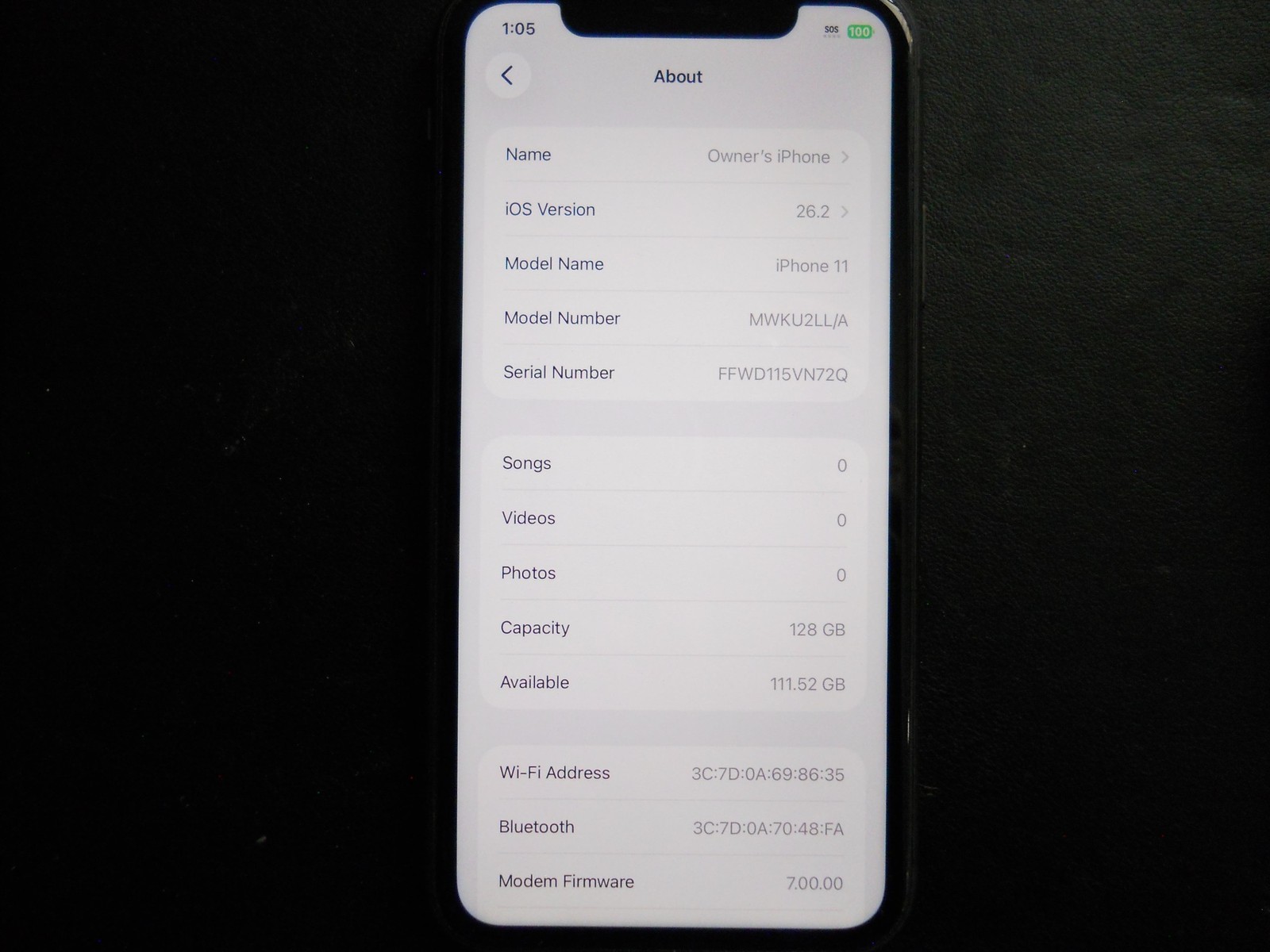 Apple iPhone 11 A2111 6.1″ 128GB Black Verizon Phone Clean ESN Reset 81% Health