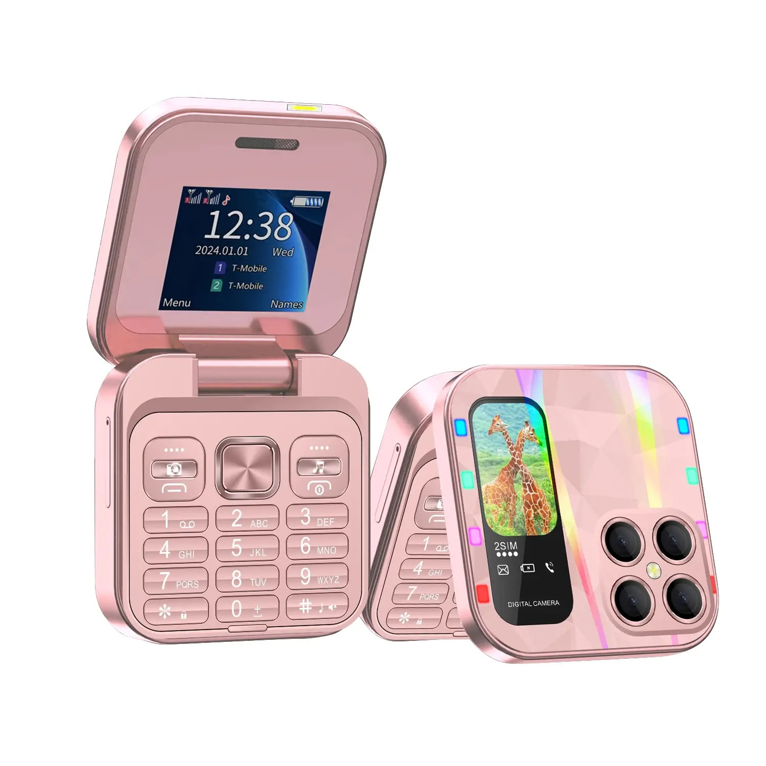 Fuffi Foldable Mini Phone, Luminous, 2.4 Inch Display, Dual SIM Support, FM Radi