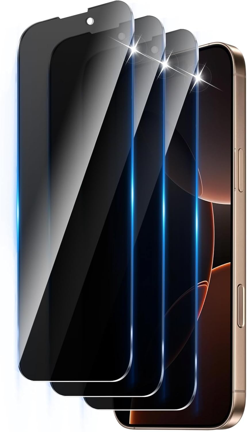 3 Pack Privacy Screen Protector for iPhone 16 Pro Max & 17 Pro Max, Bubble Free