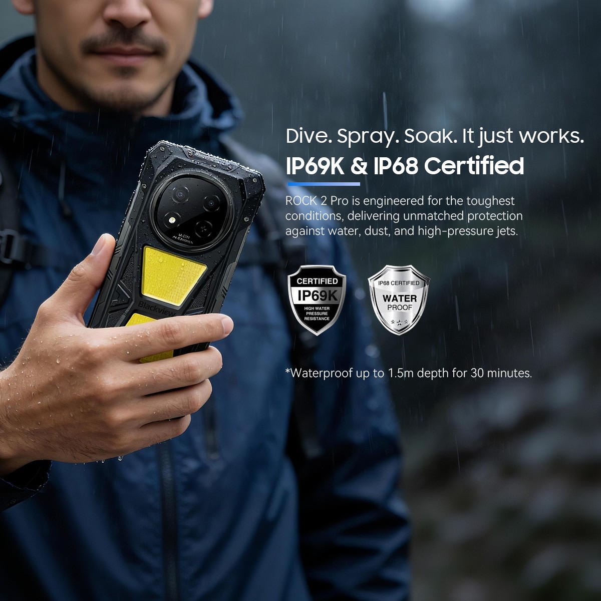 Blackview ROCK 2 Pro 5G AI Rugged Smartphone 32GB+256GB Android 16 15000mAh NFC