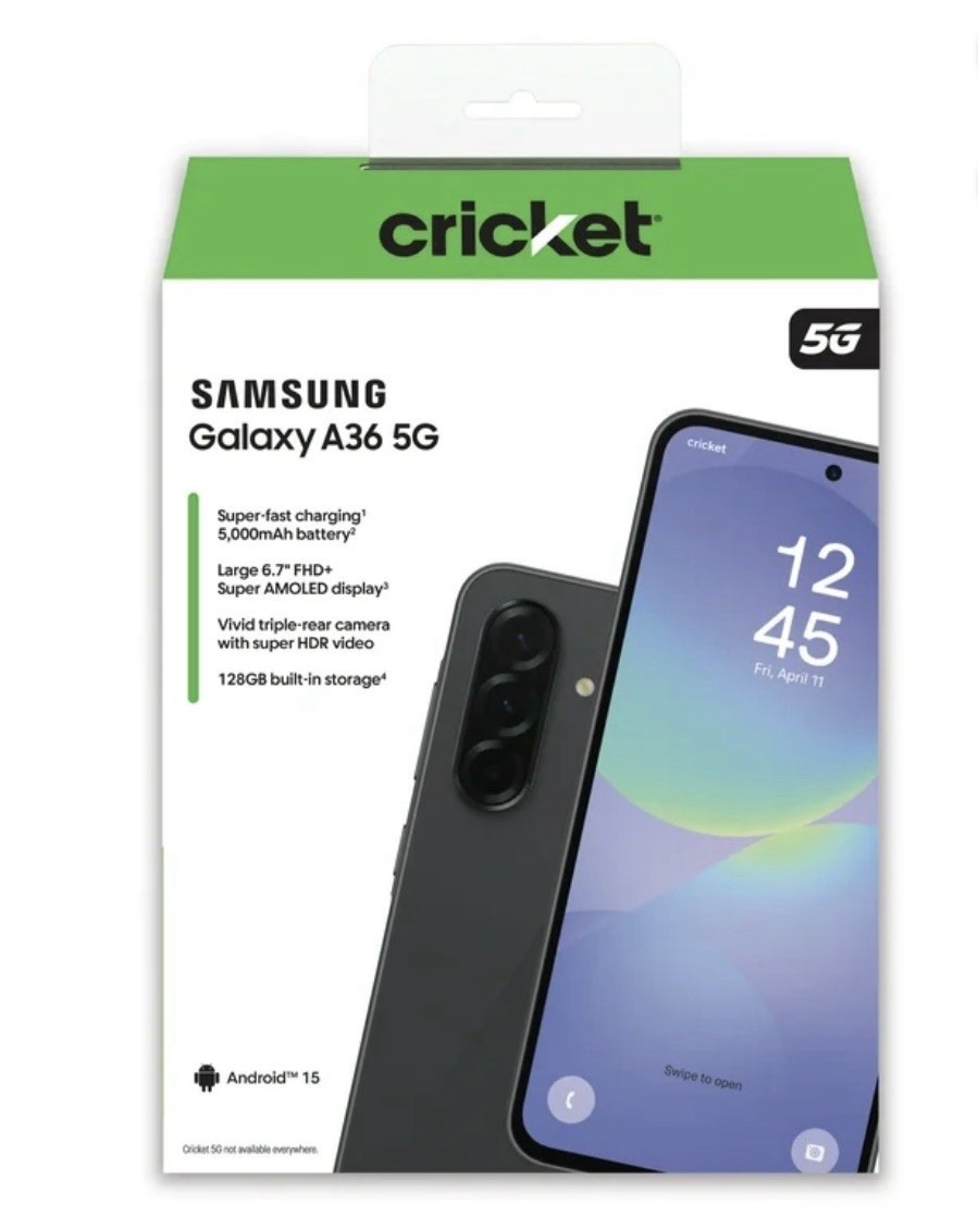 Samsung Galaxy A36, 5G, 6GB RAM Cricket Wireless (Prepaid), Black – Brand New