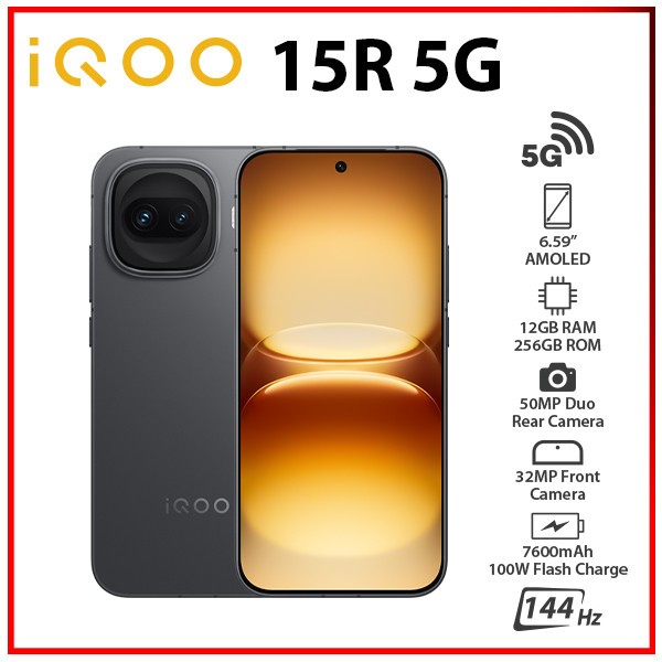 iQOO 15R 5G 12GB+256GB DARK KNIGHT Unlocked Dual SIM Android Cell Phone