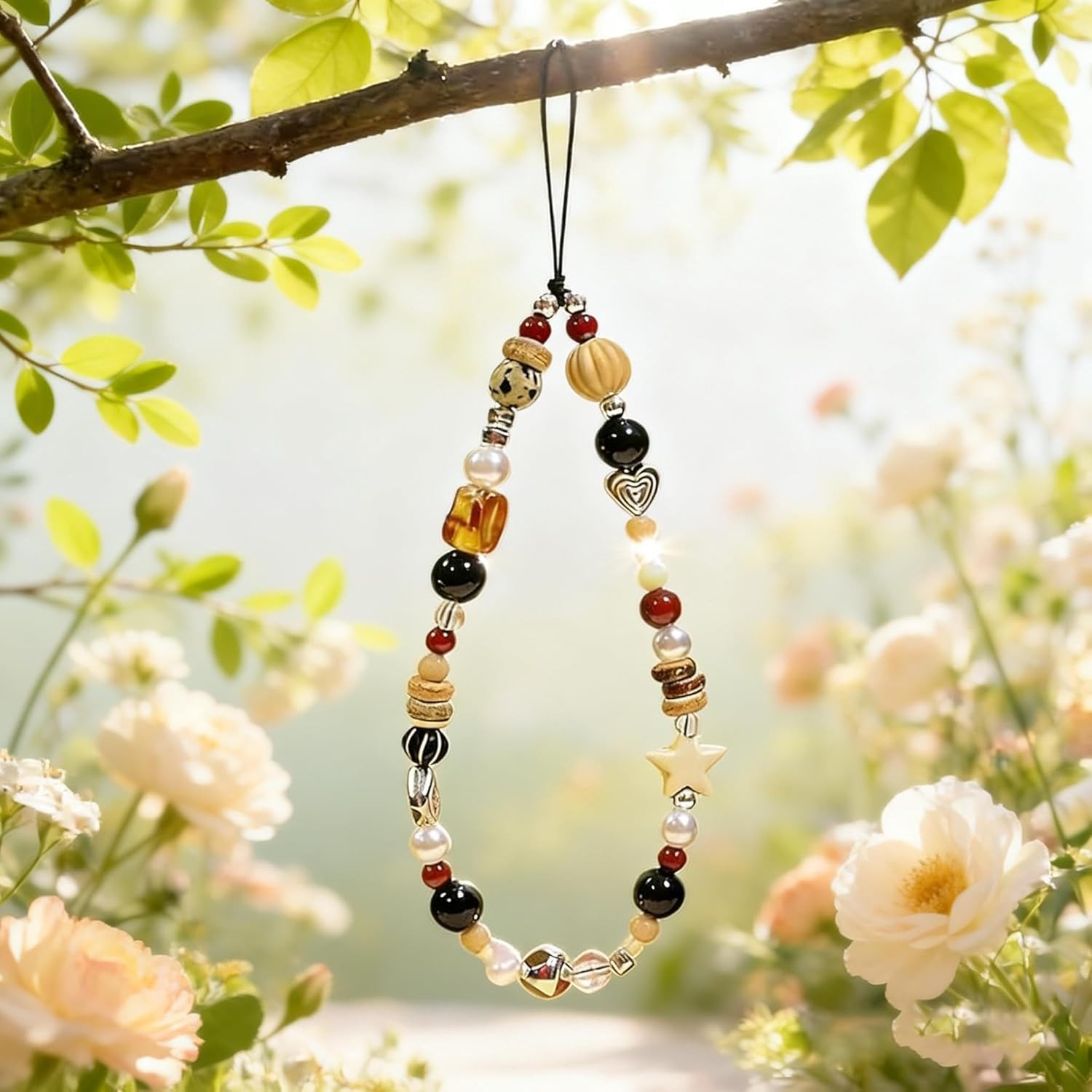 2 Pcs Phone Charm Strap Universal Hand Phone Wrist Strap Lanyard Pearl Beaded Ch
