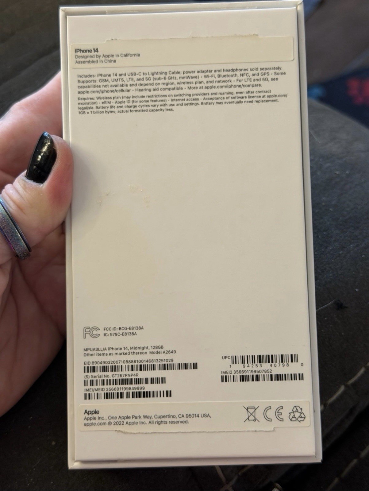 Apple iPhone 14 128GB Midnight Factory Unlocked A2649 (MPUA3LL/A)