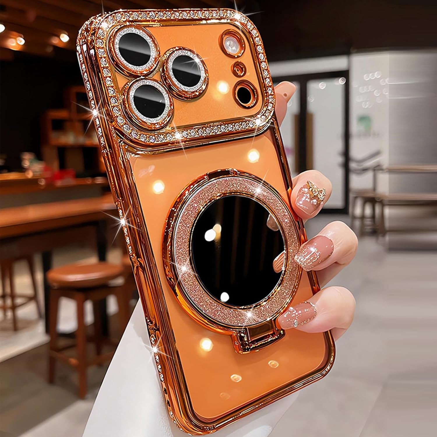 Glitter Diamond Magnetic Case for iPhone 17 Pro Max Clear with Sparkly Makeup Mi