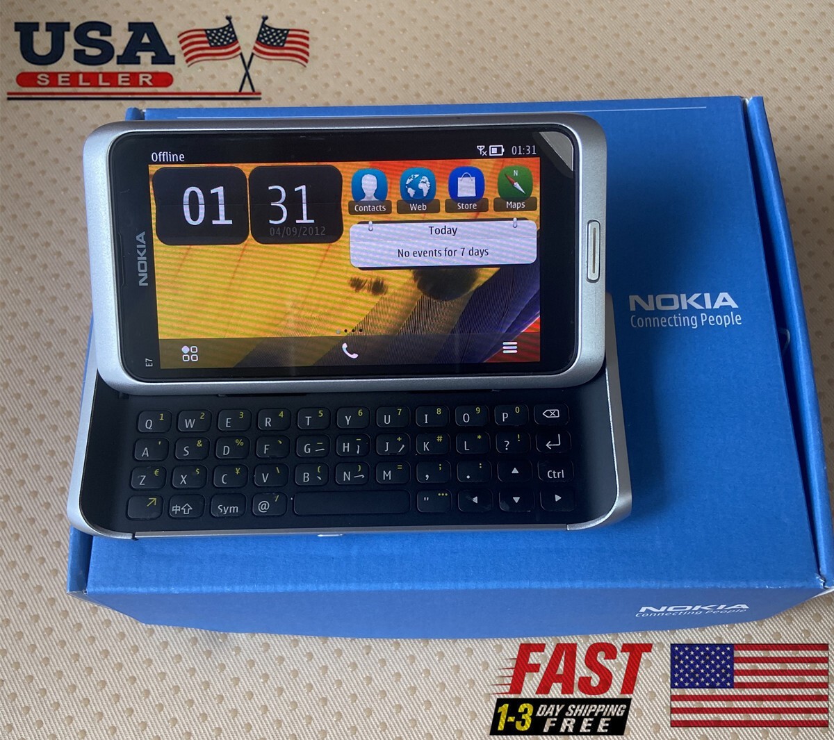 Unlocked Nokia E7 E7-00 Touch Screen Slide Keyboard 16GB 3G Wifi Original Phone
