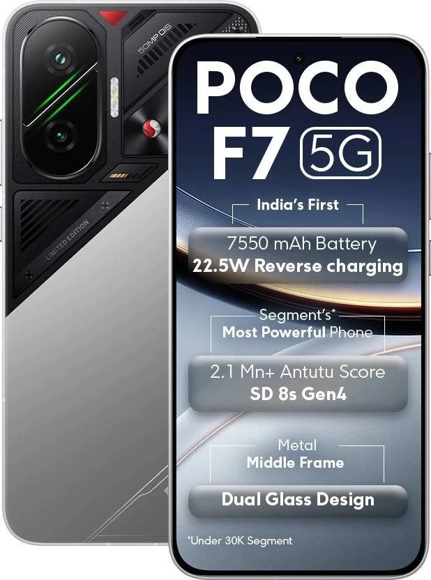 POCO F7 5G (Black, 256 GB 12 GB ) 8s Gen 4 Processor NFC 6.83″ Global Version.