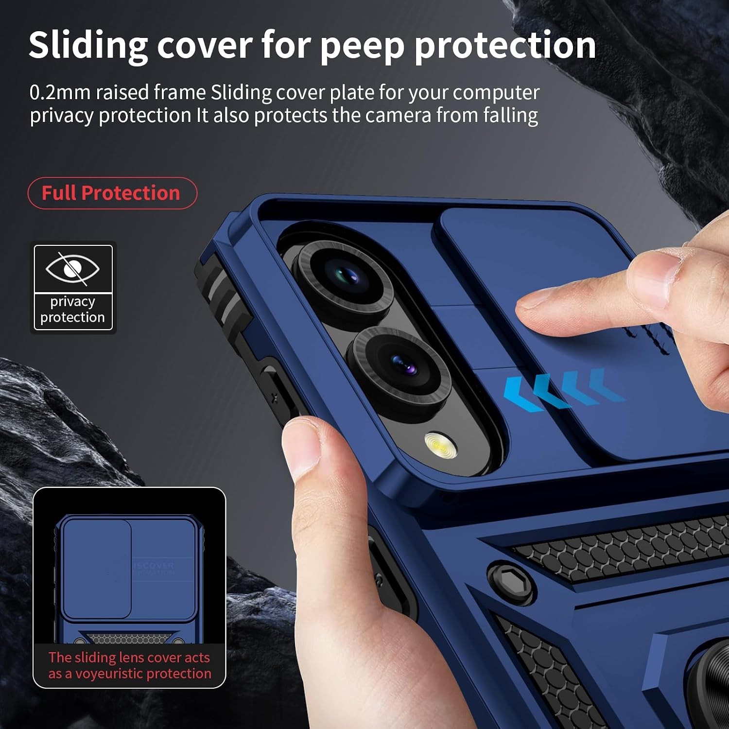 Samsung Galaxy S25 Edge Case with Camera Lens Cover, 10 FT Drop Protection, Navy