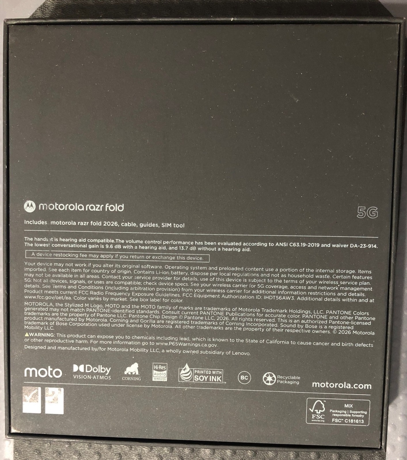 Moto Razr Fold 2026 512GB – PANTONE Blackened Blue BLOCKED (READ DESCRIPTION)