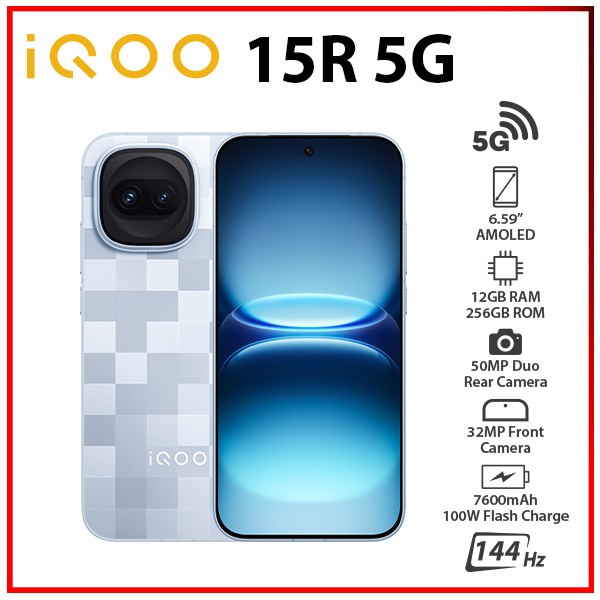 iQOO 15R 5G 12GB+256GB PIXEL SILVER Unlocked Dual SIM Android Cell Phone