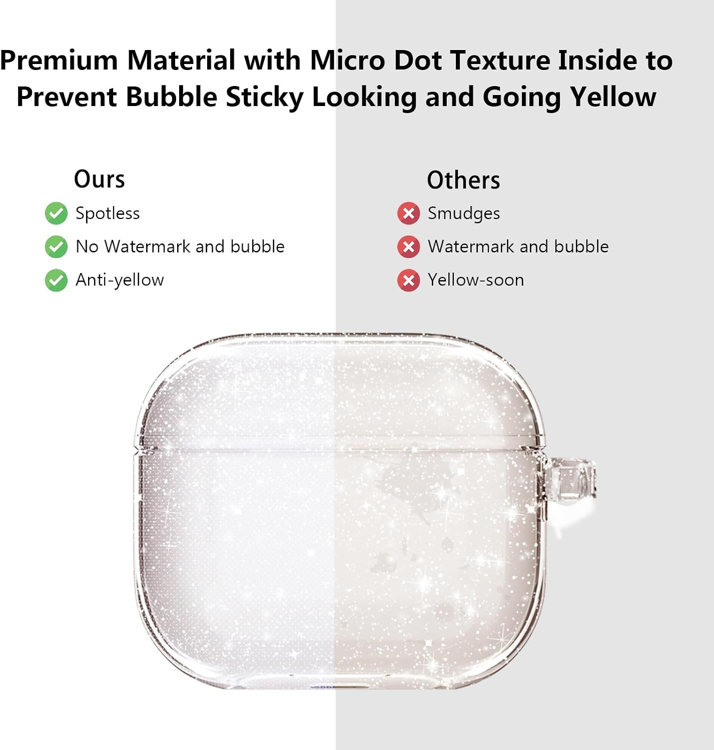Clear Glitter Case for Airpods 4, Sparkle Bling Shockproof TPU Skin Cover 2024