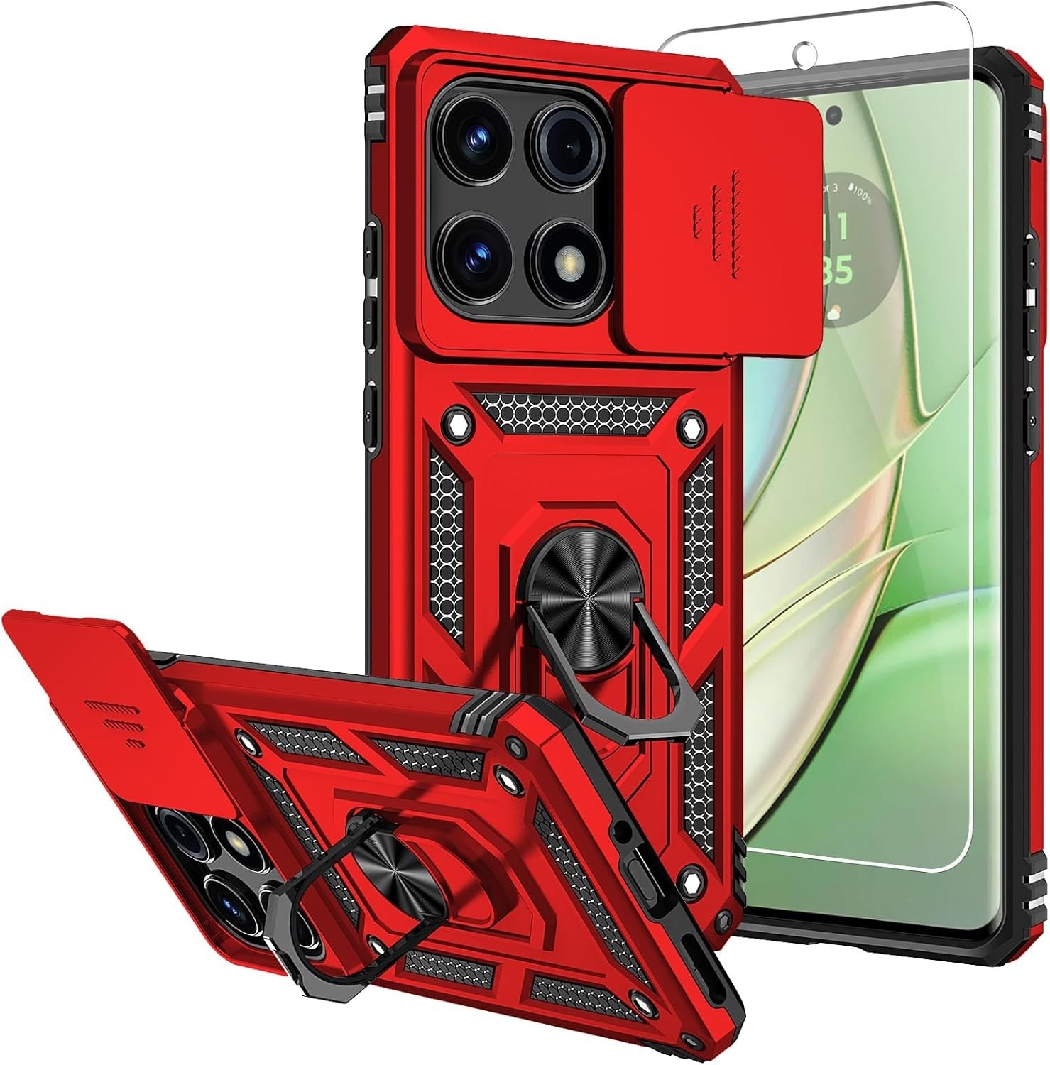 for Motorola Moto Edge 2025 Case with Tempered Glass Screen Protector Multicolor