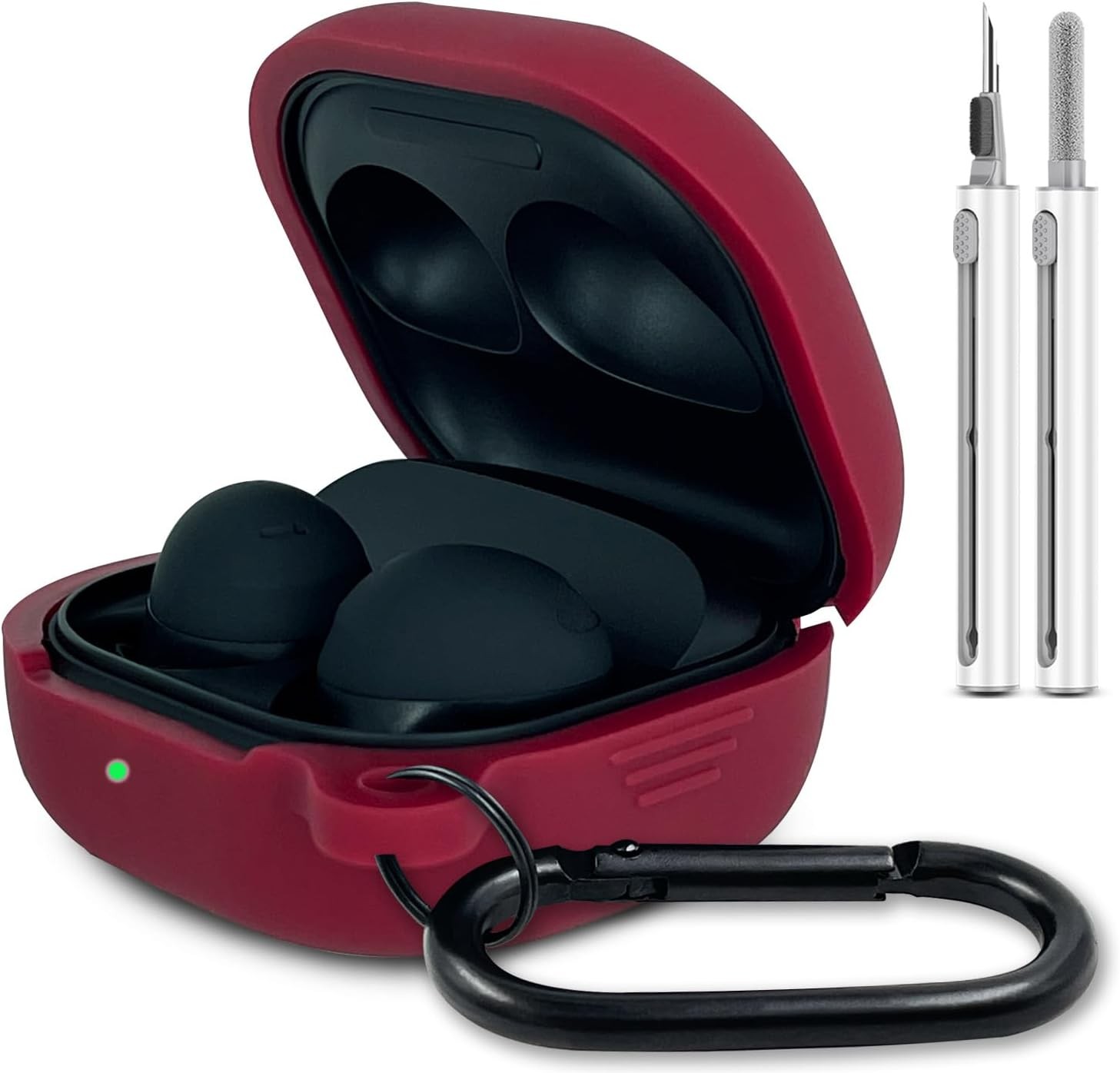 Burgundy Silicone Case with Cleaner Kit for Samsung Galaxy Buds FE, Pro 2, Live