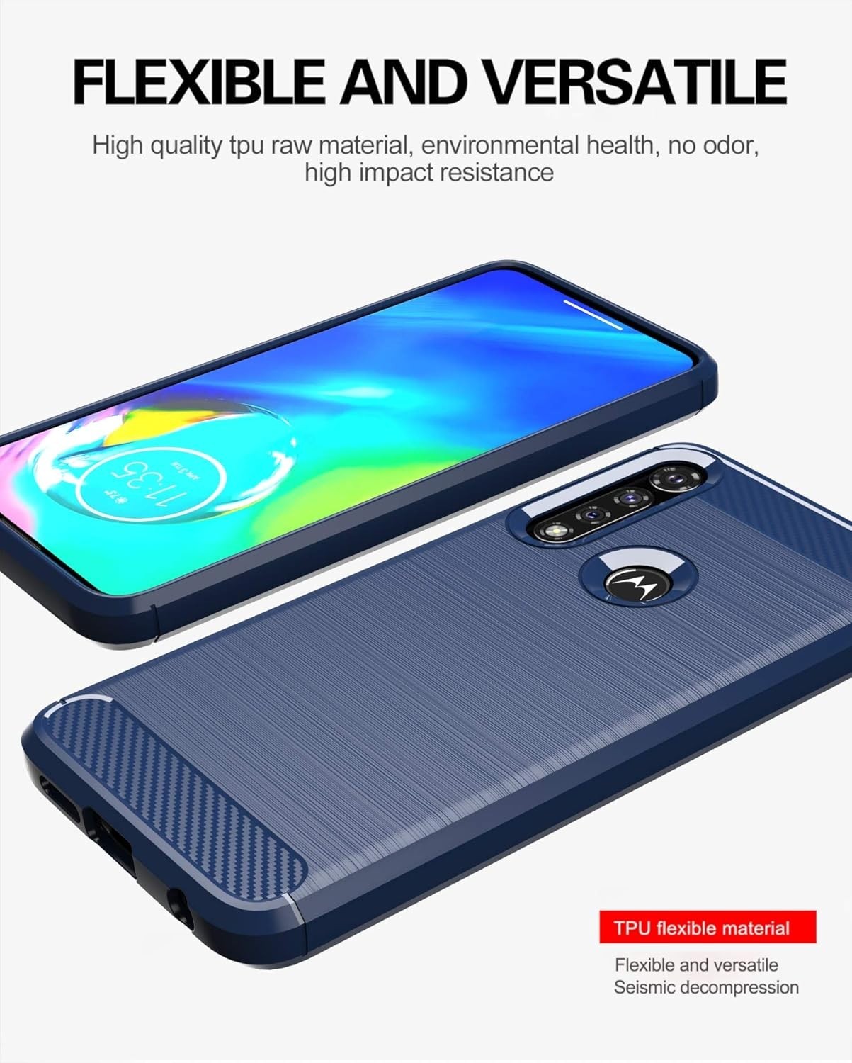 For Motorola Moto G Pure Case+Screen Protector, Cover Slim TPU Bumper Shockproof