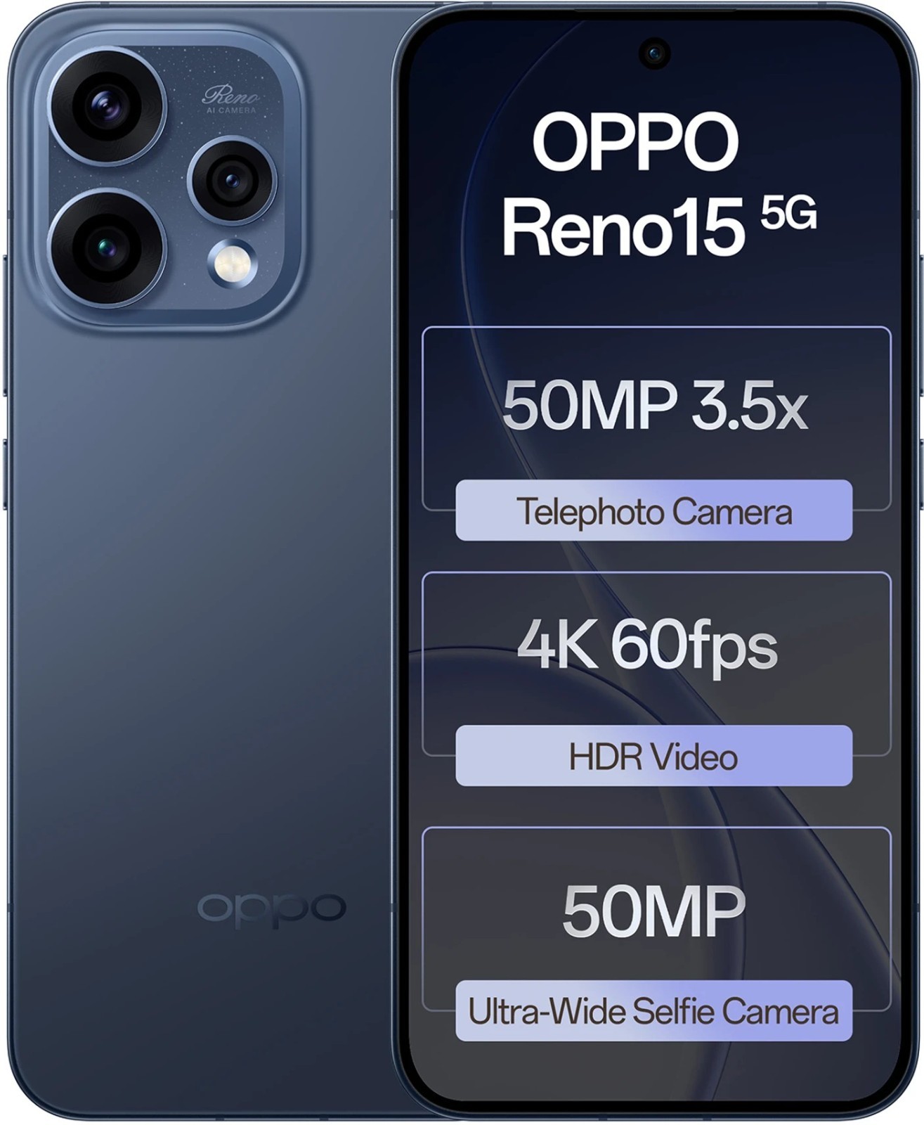 Oppo Reno15 5G (Blue, 8GB RAM 256GB Storage) 7 Gen 4 Processor Global Version.