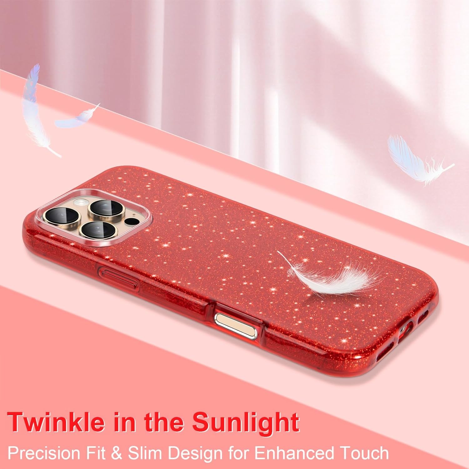 iPhone 16 Pro Max Case, Glitter Bling 3-Layer Shockproof Anti-Scratch Cover 6.9′