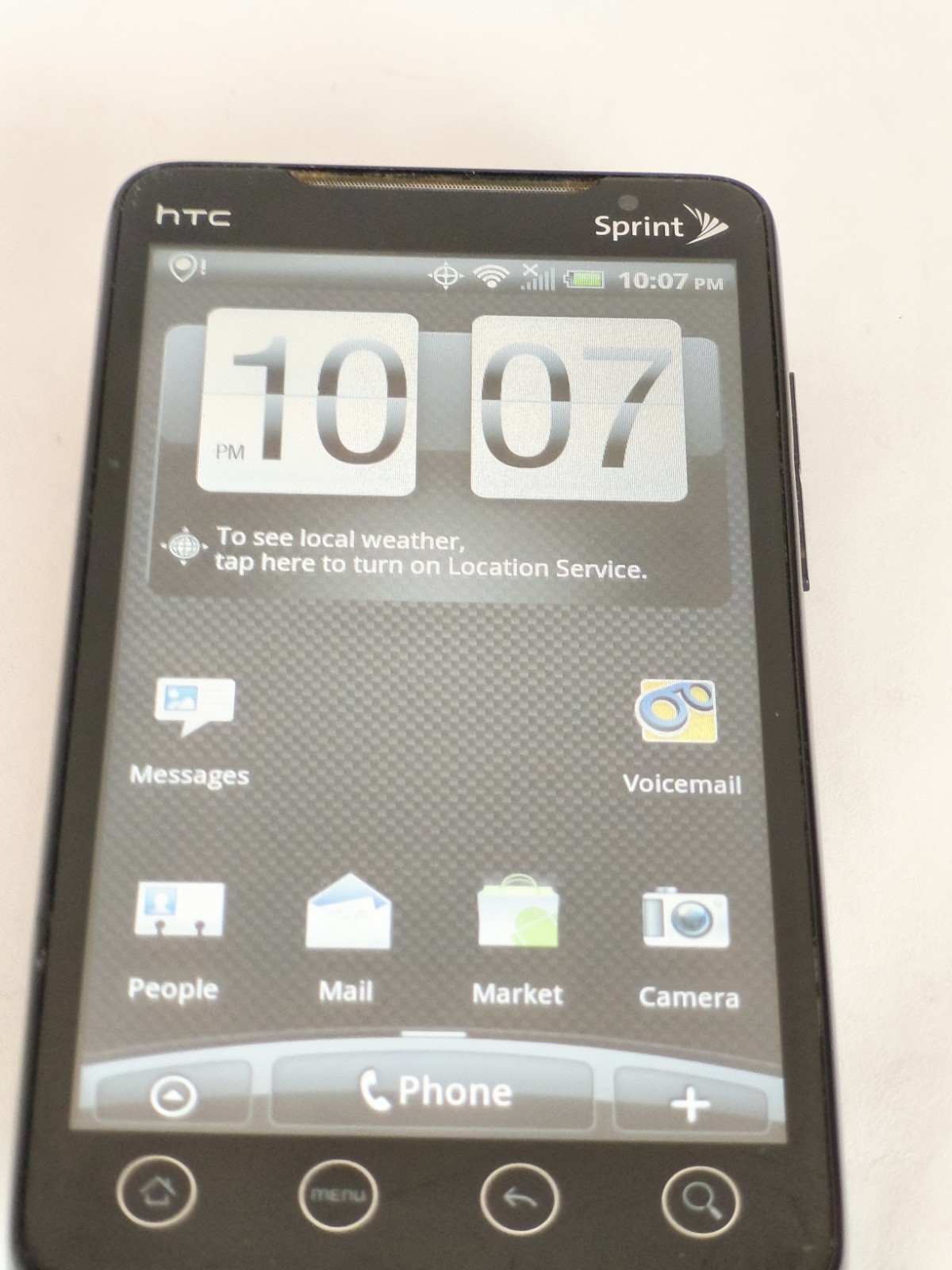 HTC Evo4G smartphone. Sprint. powers on. Parts/repair only.