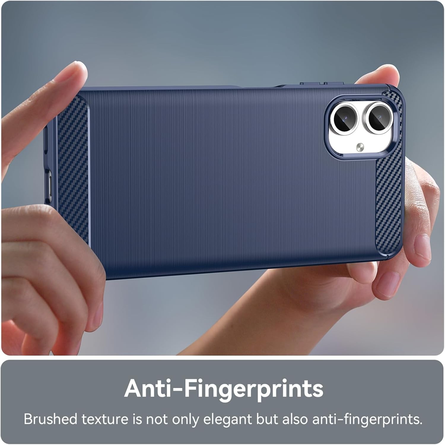 Case for Galaxy A06 Samsung A06 Matte Carbon Fiber Soft TPU Anti-Slip Cover, Blu