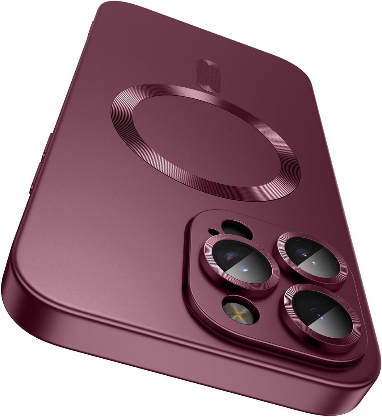 Magnetic for iPhone 15 Pro Case Slim Soft Silicone Bumper Shockproof Burgundy