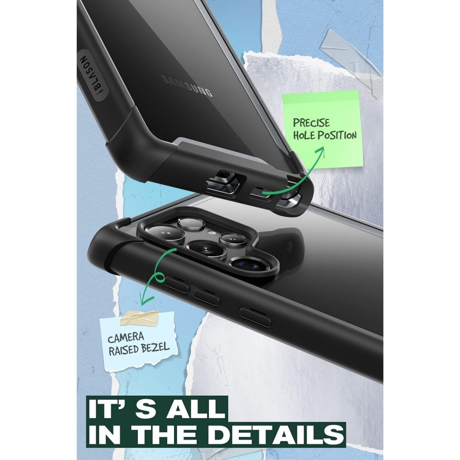 i-Blason Black Bumper Case for Samsung Galaxy S22 Ultra 5G (6.8 Inch) Transparen