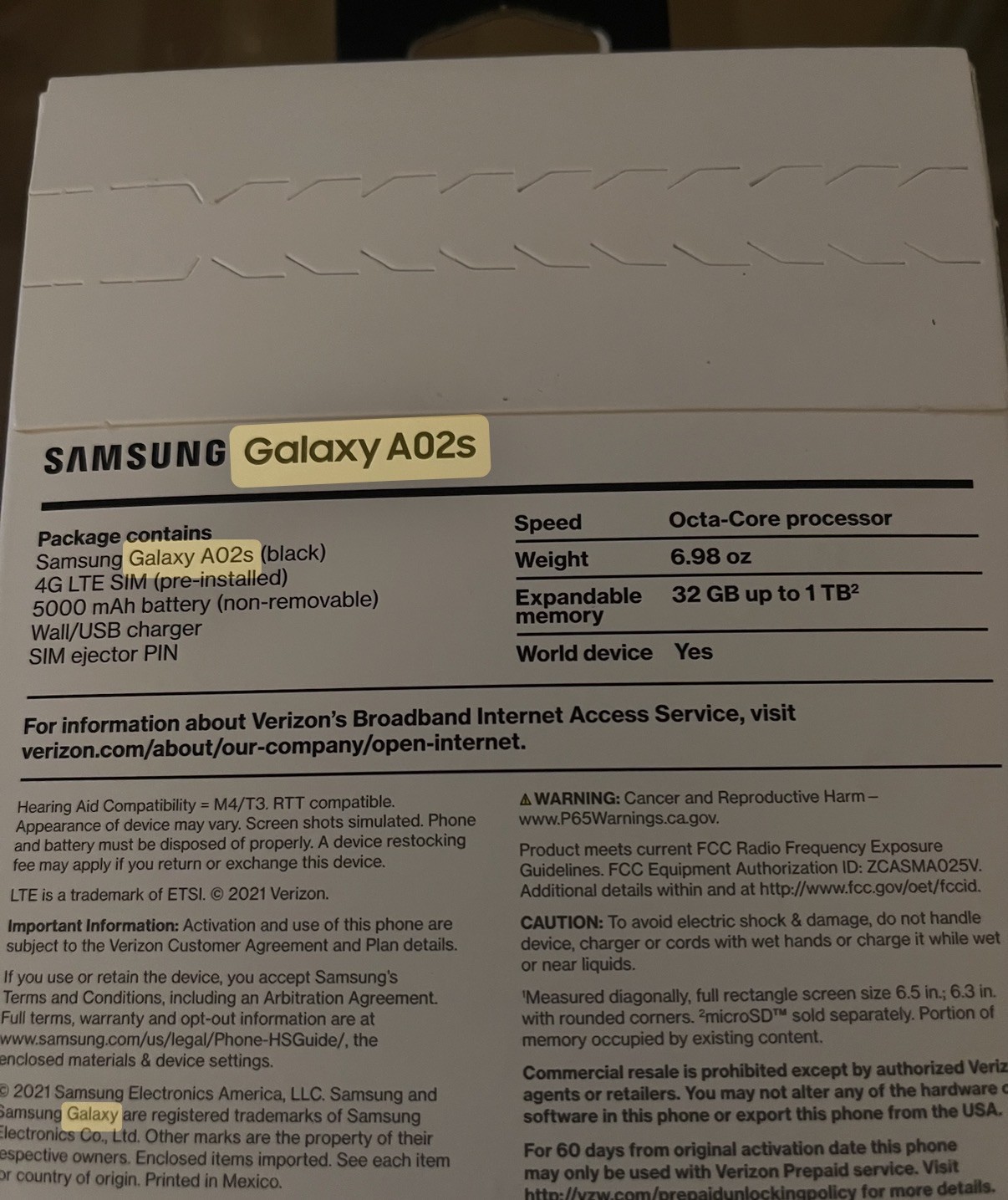 Samsung Galaxy A03s 32GB Black Verizon Locked SM-A037U Smartphone PREPAID