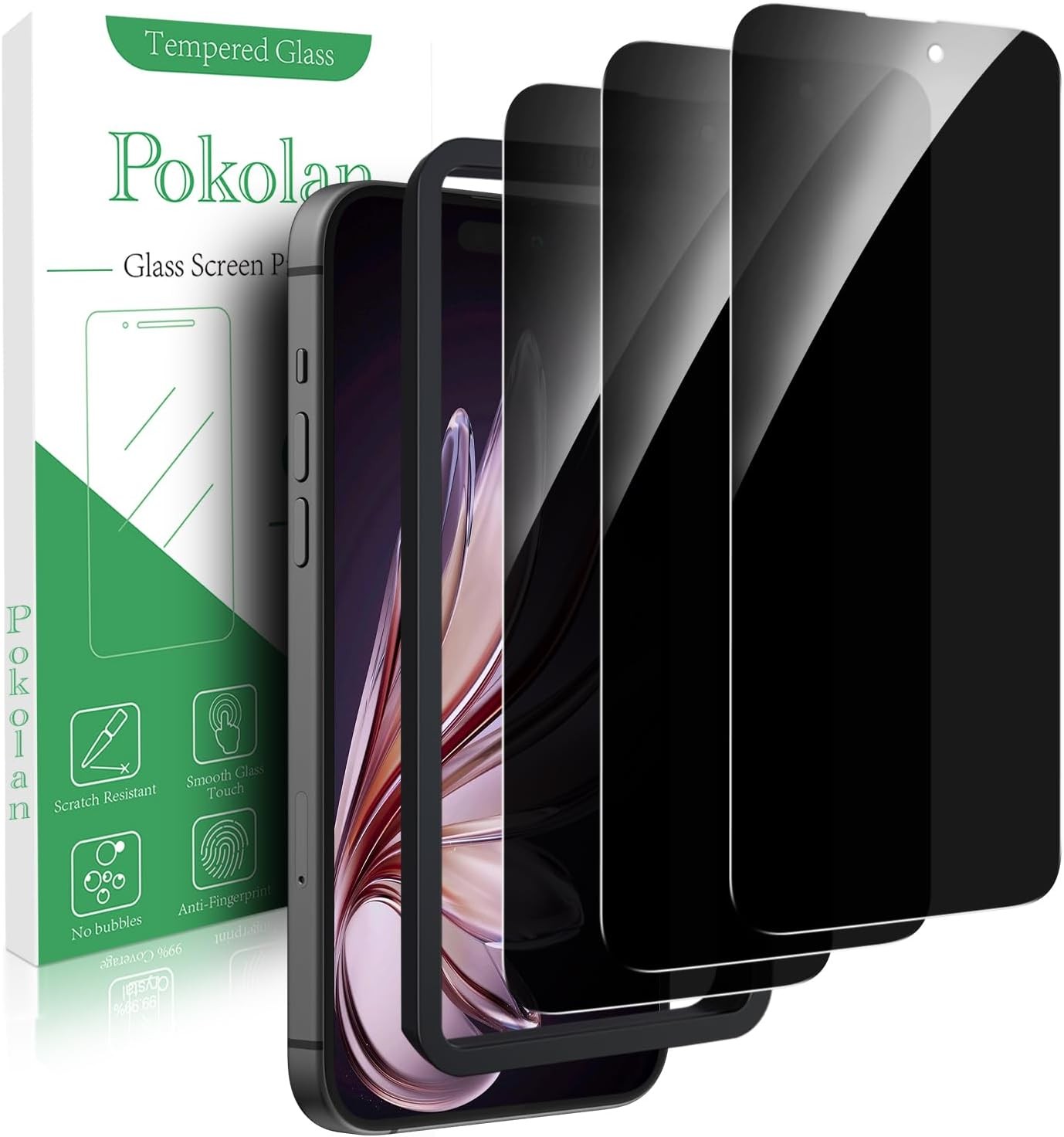 3PCS Privacy Screen Protector & Anti-Scratch Film for iPhone 15 Pro Max, Case Fr