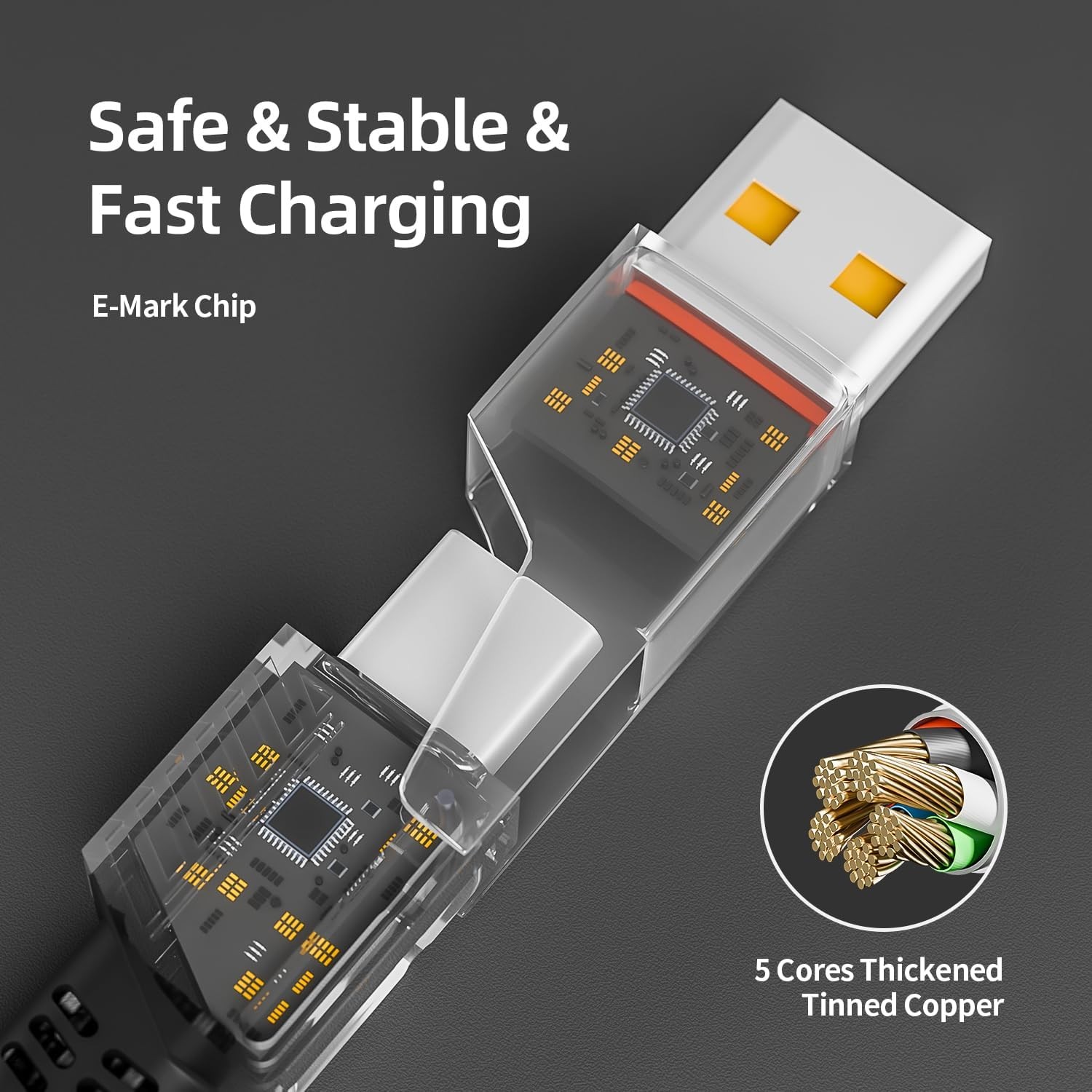 4 in 1 Charging Cable Fast Charging 65W, USB C Multi Charging Cable 4FT