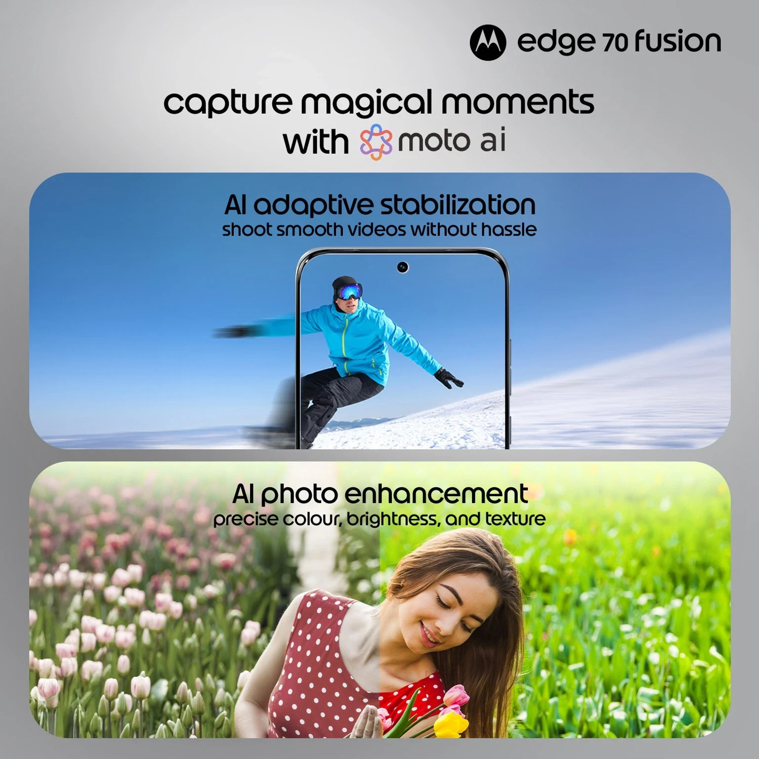 MOTOROLA Edge 70 Fusion (Blue Surf, 8+128GB) Snapdragon® 7s Gen 4 SmartPhone.