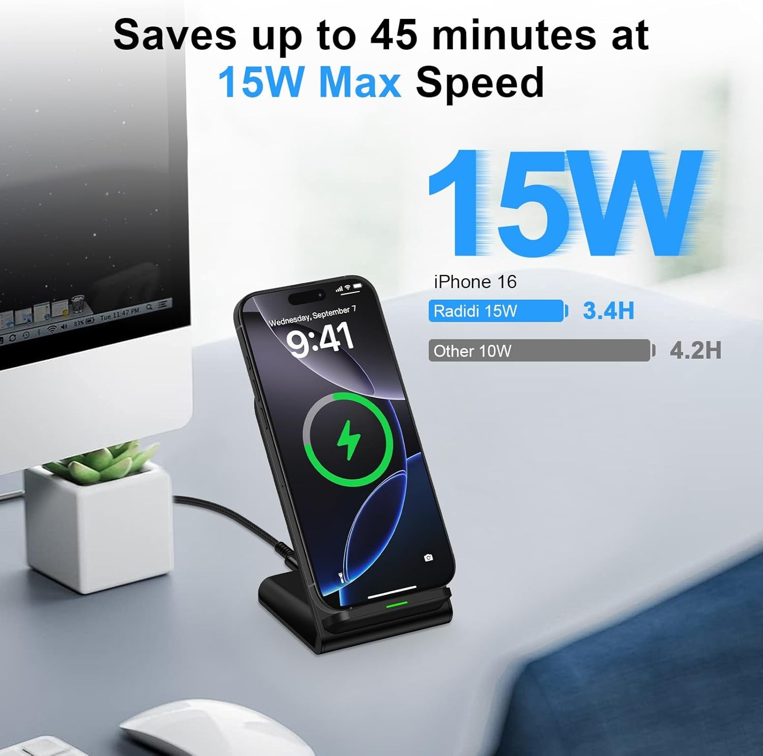 Wireless Fast Charger Stand for Samsung Galaxy S25 Ultra, S25 Edge