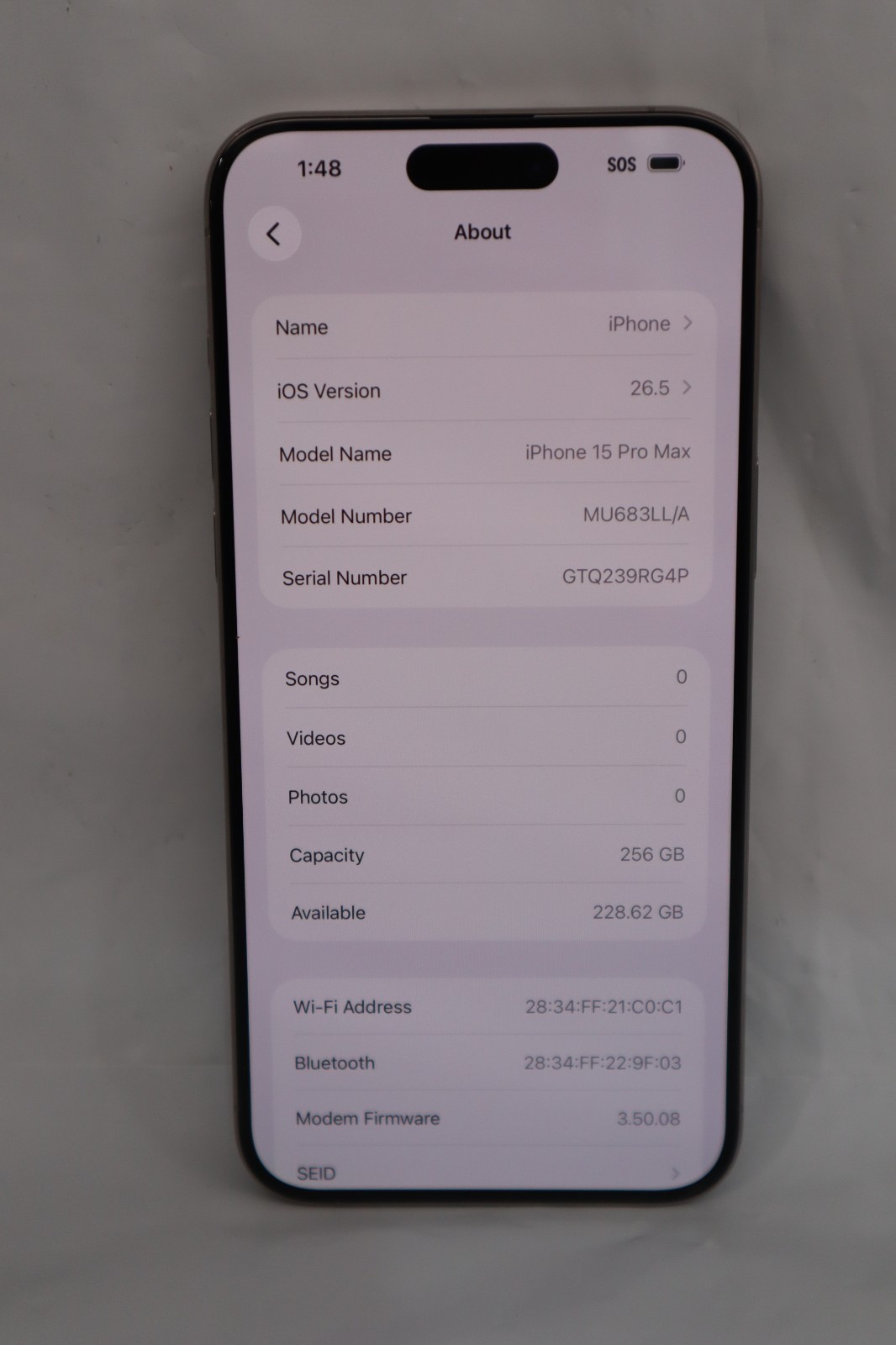 BAD E¤N Apple iPhone 15 Pro Max A2849 256GB AT&T SIM-LOCKED (85% Batt) #20750