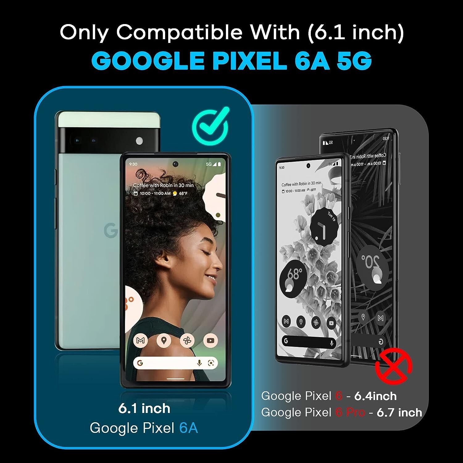 3+3 For Google Pixel 6a 5G Screen Protector Tempered Glass Transparency HD Clear
