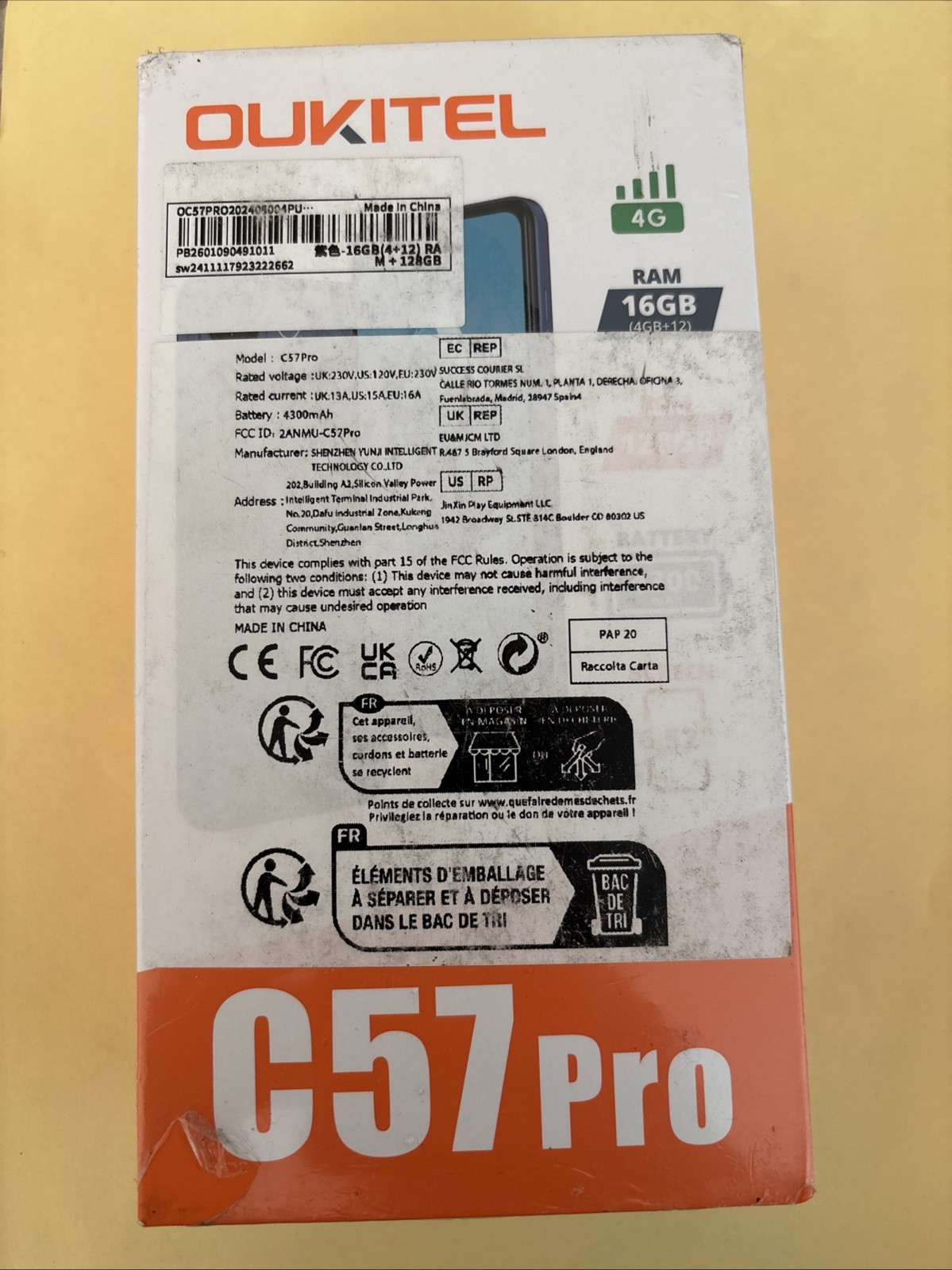 OUKITEL C57 Pro Smartphone 16GM(4GB+12) RAM 4G + 128GB New Sealed
