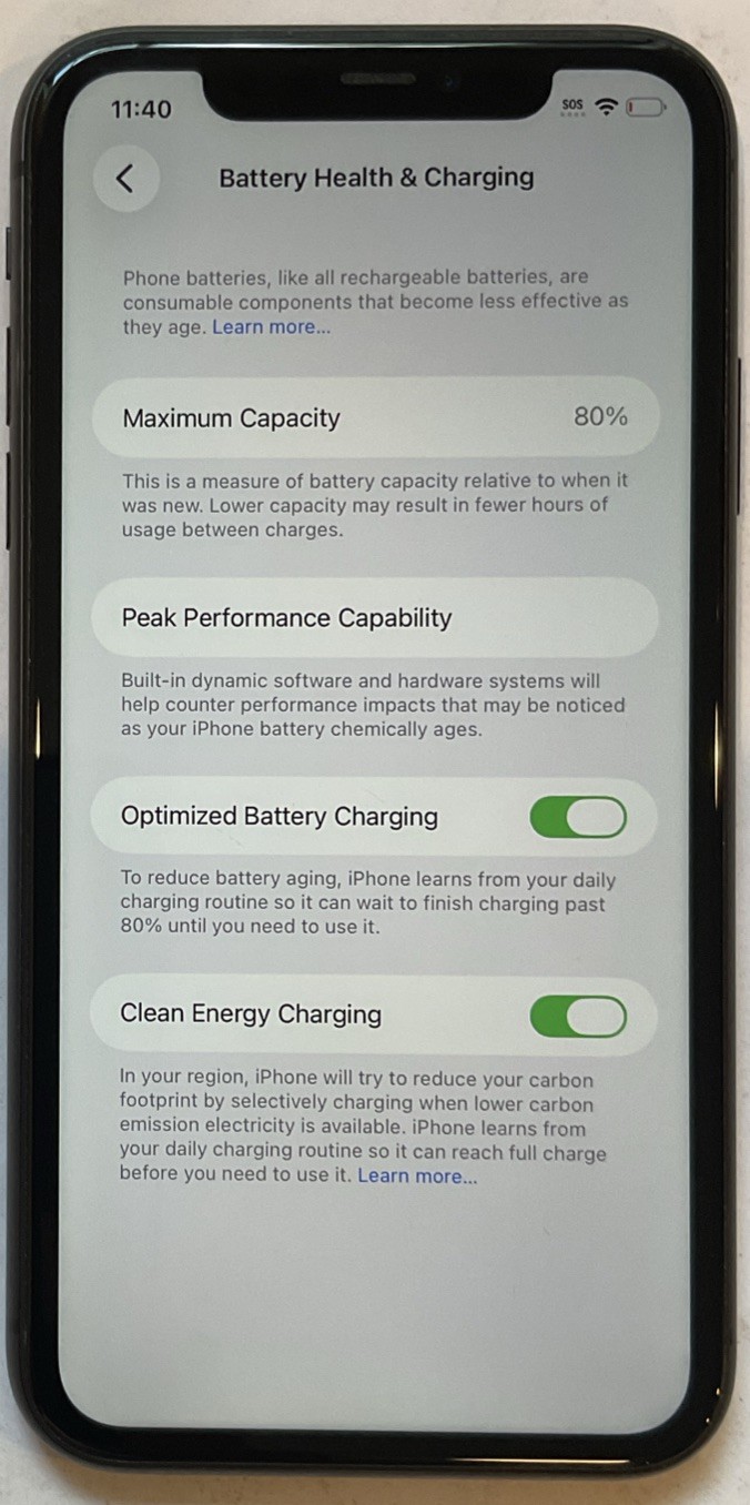 FULLY FUNCTIONAL GSM UNLOCKED iPhone 11, 64GB A2111 MHC43LL/A 26.3.1 80% BATTERY