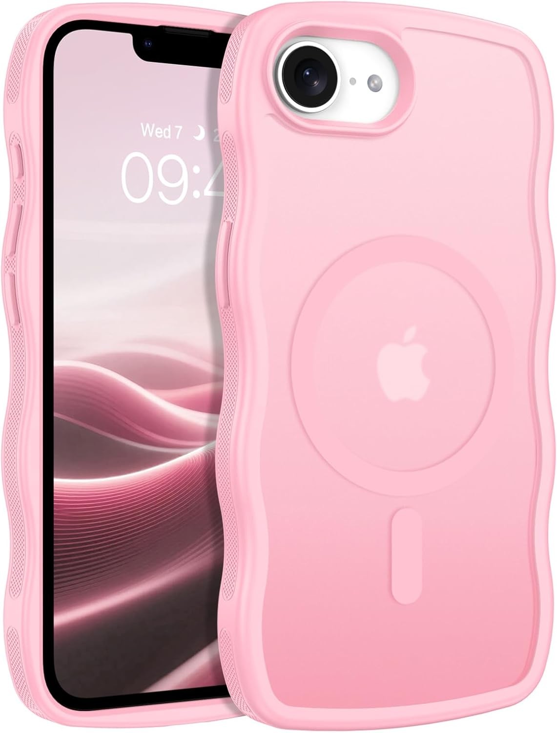 Magnetic for iPhone 17e Case, Cute Wavy Frame Translucent Matte Anti-Slip Bumper