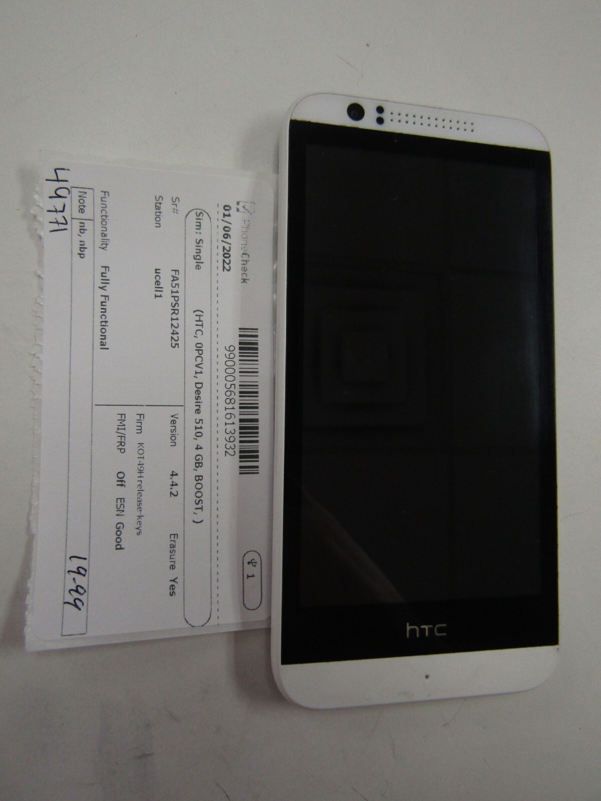 HTC DESIRE 510, 4GB (BOOST MOBILE) CLEAN ESN, WORKS, PLEASE READ! 49771