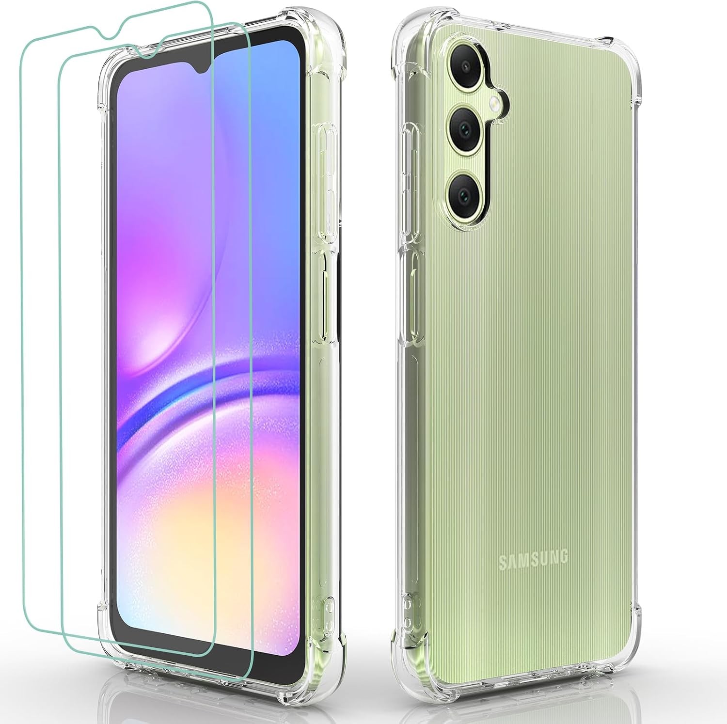 Clear Case for Samsung Galaxy A05 A05S with 2pcs Screen Protector Reinforced Cor