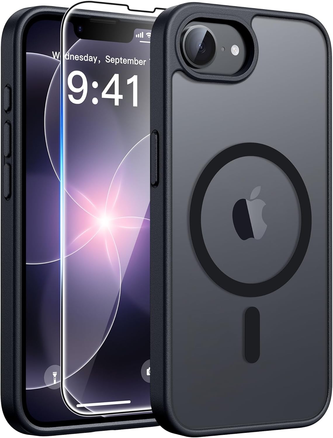 Case & Screen Protector for iPhone 17e 16e Translucent Matte Military Grade Blac