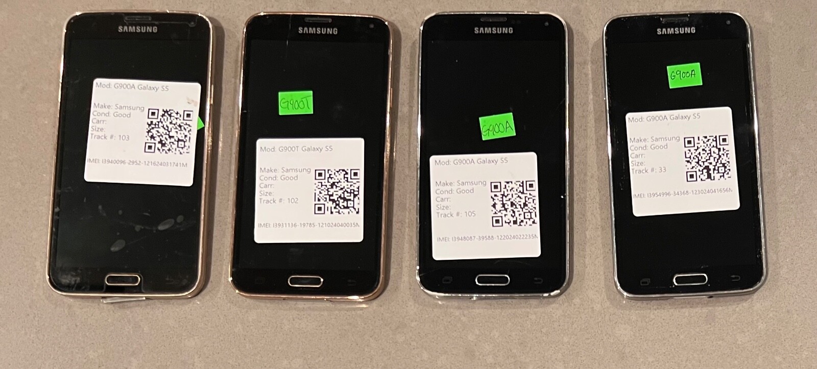 (4) As-is Samsung Galaxy S5 (SM-G900A) G900T 16GB – Black/White