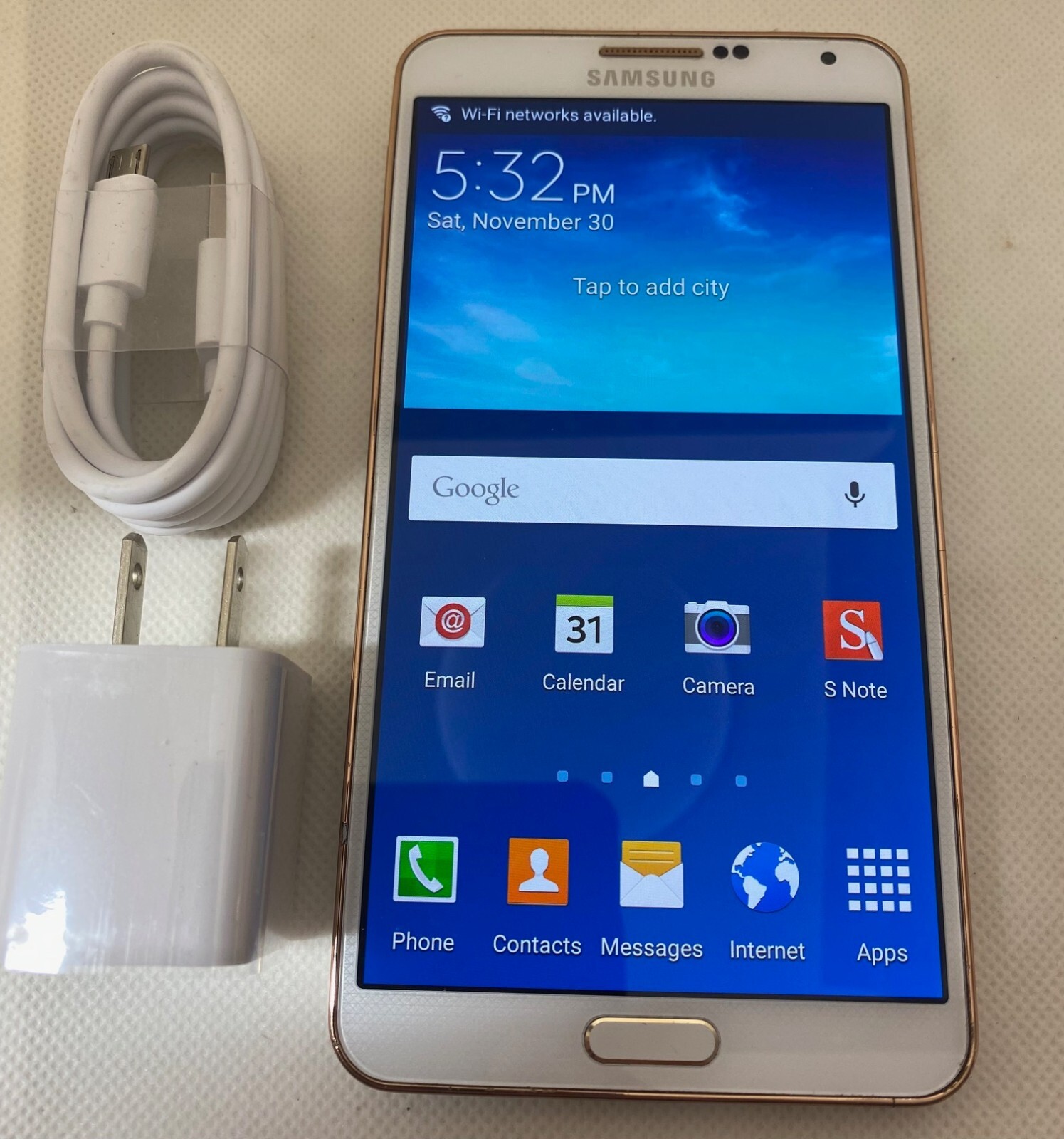 Samsung Galaxy Note 3 SM-N900V Verizon/GSM unlocked -Used white/Gold