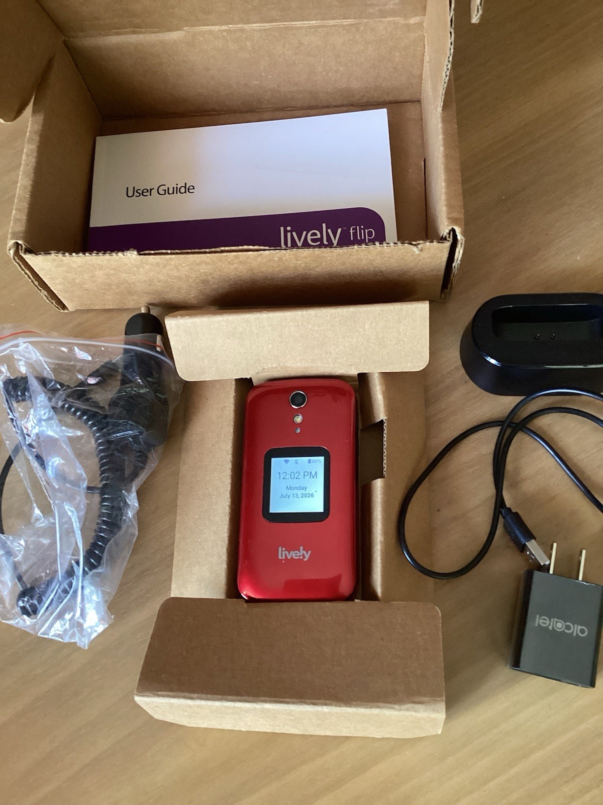 TCL Lively Jitterbug Flip 2 4058P 16GB Urgent Button Seniors 4G LTE Phone Red