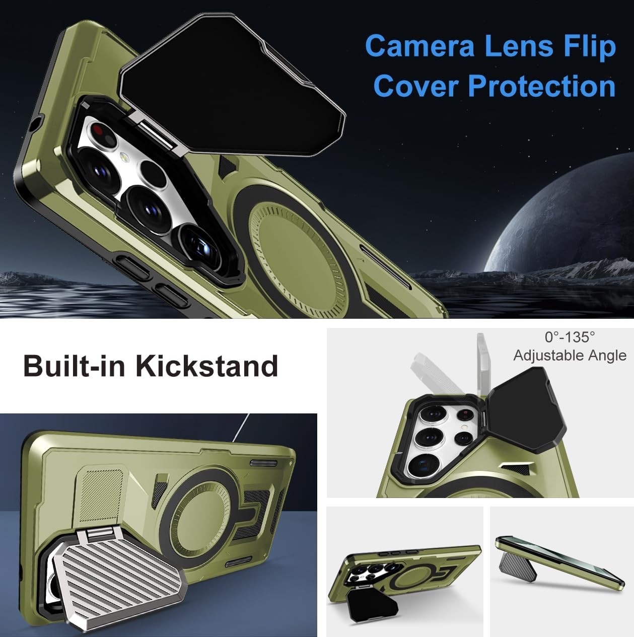 Heavy Duty Shockproof Case for Galaxy S25 Ultra with Kickstand, Military Grade