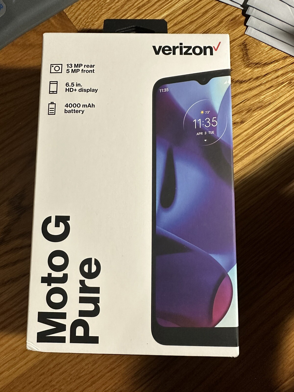 New & Sealed – Verizon Motorola Moto G Pure, 32GB, Blue – Prepaid Smartphone