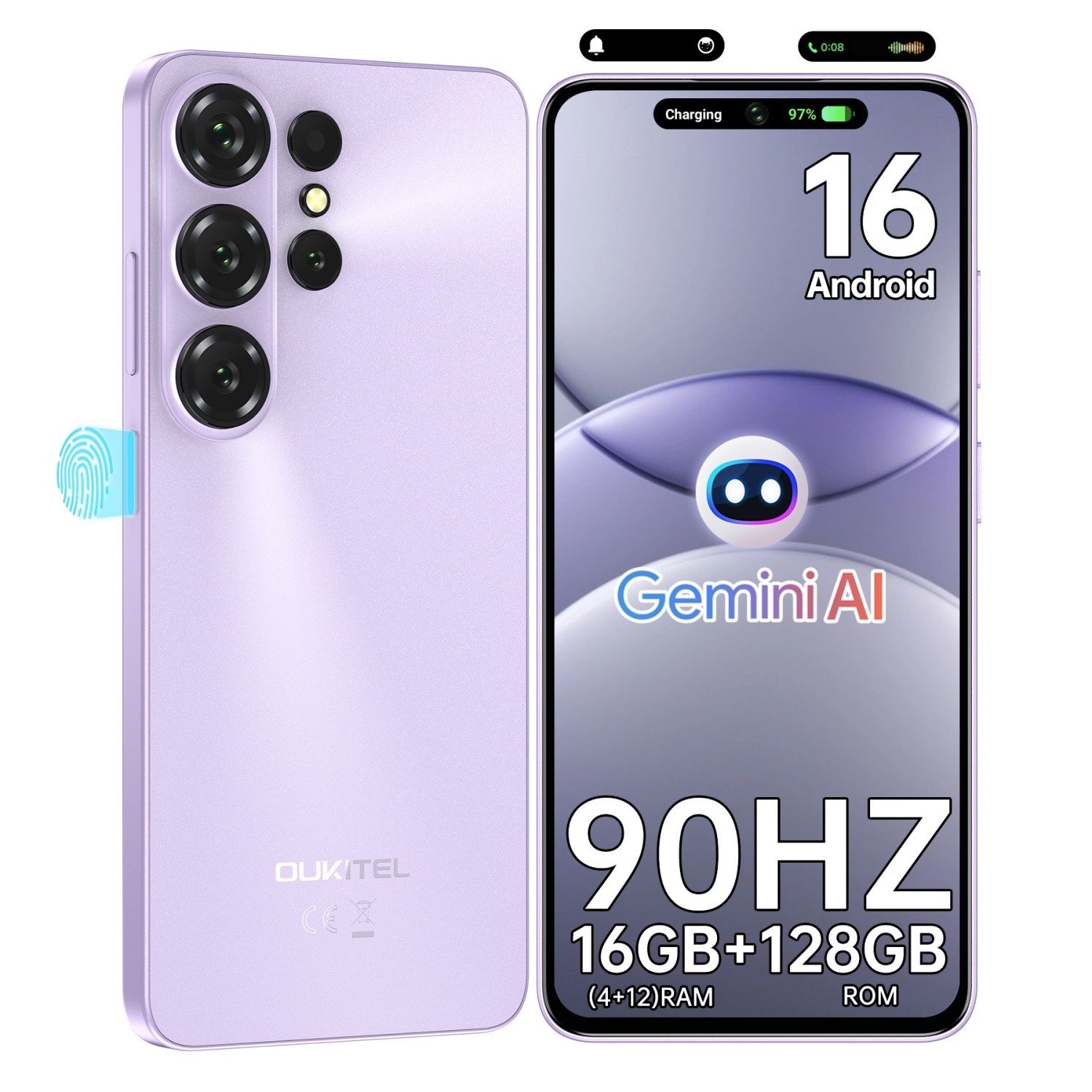 2026 OUKITEL C26 Android 16 Cell Phone 6.63″ HD 90Hz 24+128GB 5150mAh T-Mobile