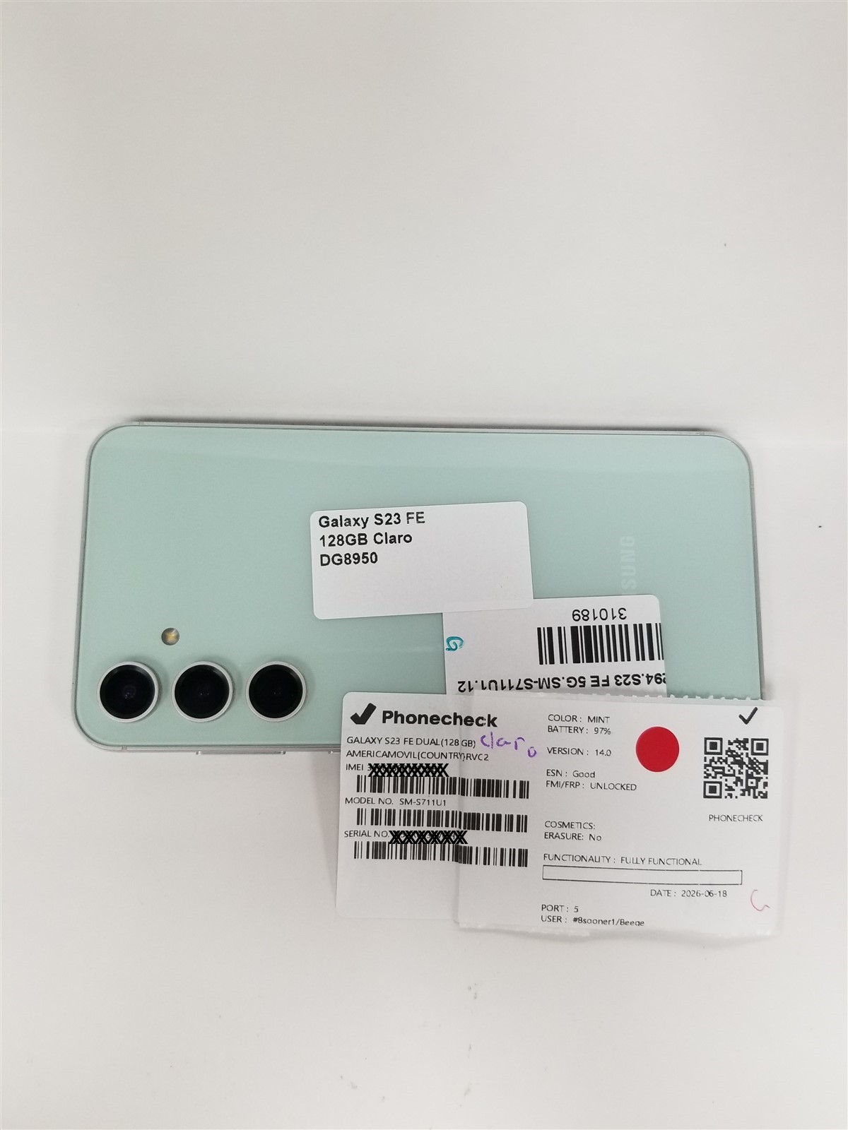 Samsung Galaxy S23 FE 128GB Mint SM-S711U1 (Claro) Fully Functional DG8950