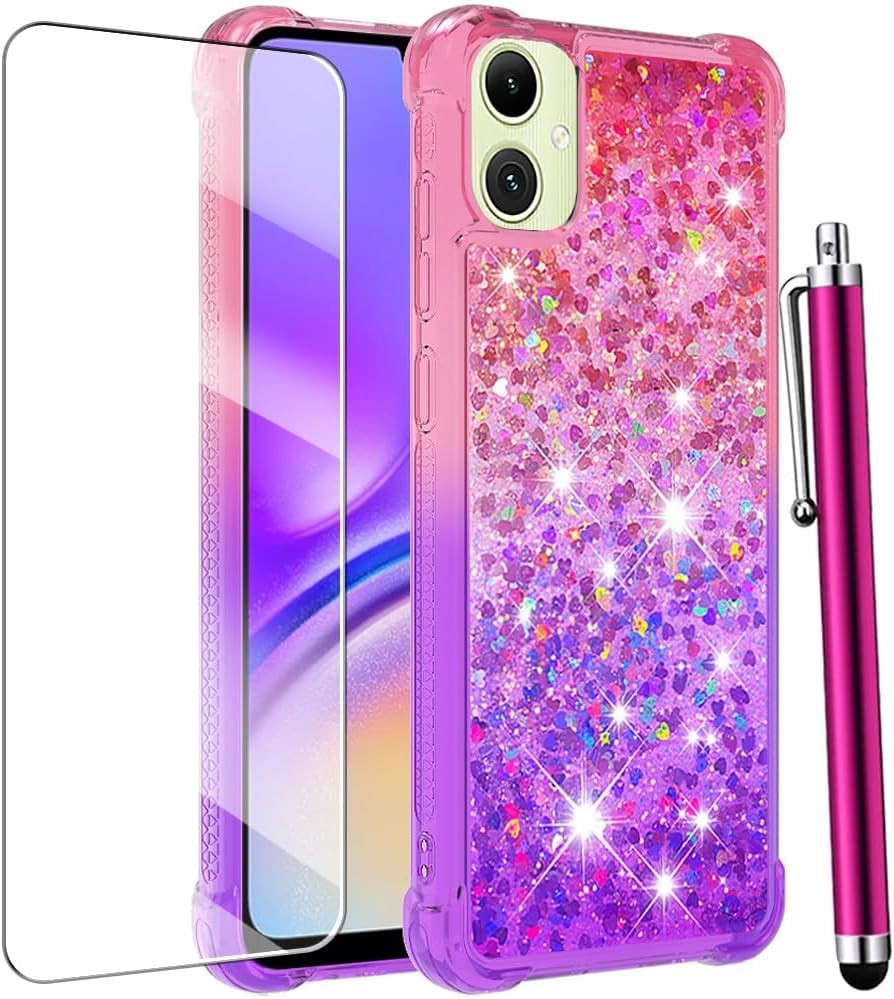 Samsung Galaxy A06/A07 Phone Case with Screen Protector, Glitter Sparkle Bling