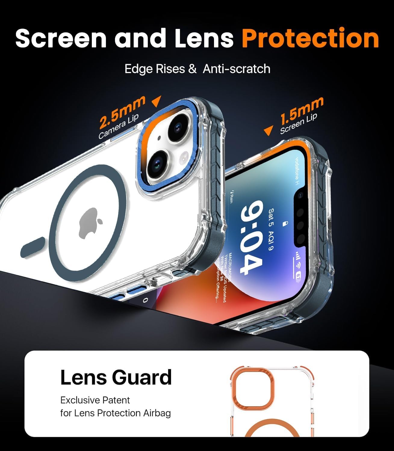 Clear Slim Shockproof Magnetic Case for 6.1-Inch iPhone 13/14 – Strong Protectio