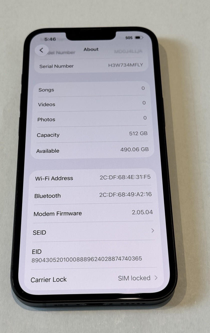 Apple iPhone 16e – 512gb – Black – AT&T Only – Battery 97%