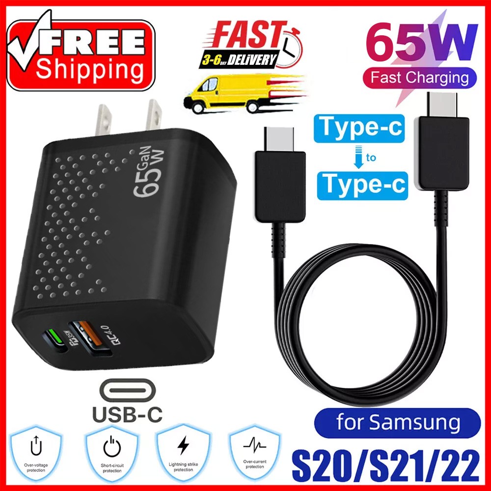 65W Type USB C Super Fast Wall Charger+3ft Cable For Samsung Galaxy S22 S21 S23