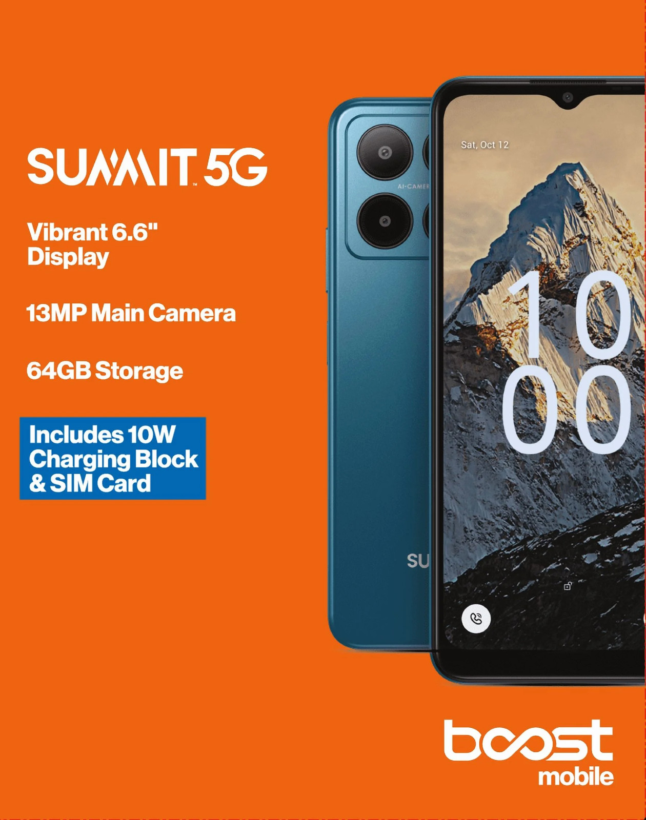 Summit 5G, 64GB, Blue – Prepaid Smartphone [Locked to ]
