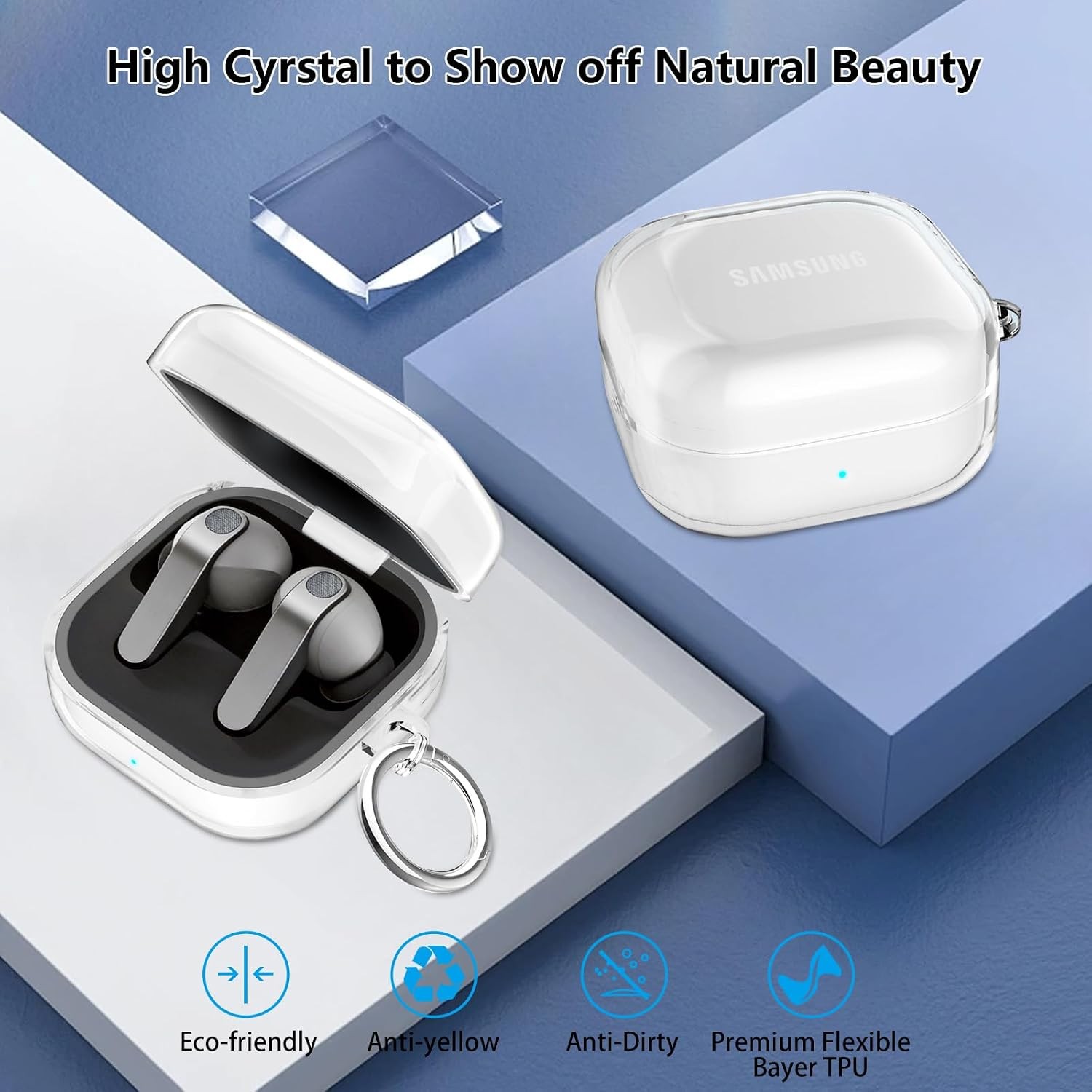 Clear Shockproof Case for Samsung Galaxy Buds 4 Pro, Soft TPU Cover with Keychai